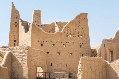 Historic buildings in Dariyah clay castle, also as Dereyeh and Dariyya, a town in Riyadh, Saudi Arabia, original home of the Saudi royal family, the capital of the Emirate of Diriyah. clipart