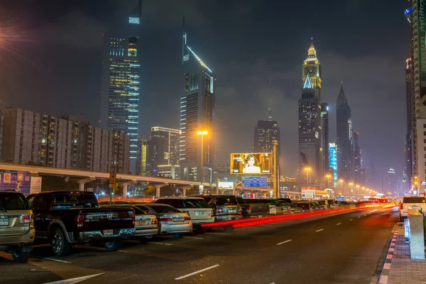 Night View Skylines Street Downtown Dubai United Arab Emirates — Stock Photo, Image