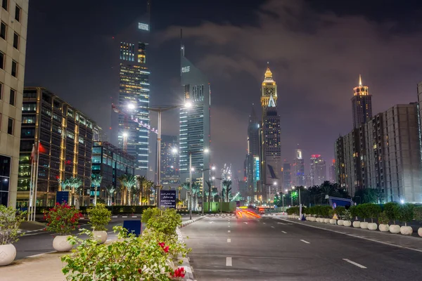 Night View Skylines Street Downtown Dubai United Arab Emirates — Stock Photo, Image