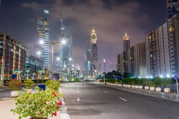 Night View Skylines Street Downtown Dubai United Arab Emirates — Stock Photo, Image