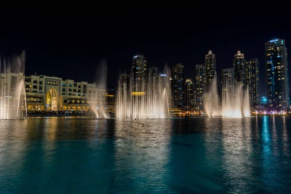 Water Show Pool Night View Skylines Burj Khalifa Tower Tallest — Stock Photo, Image