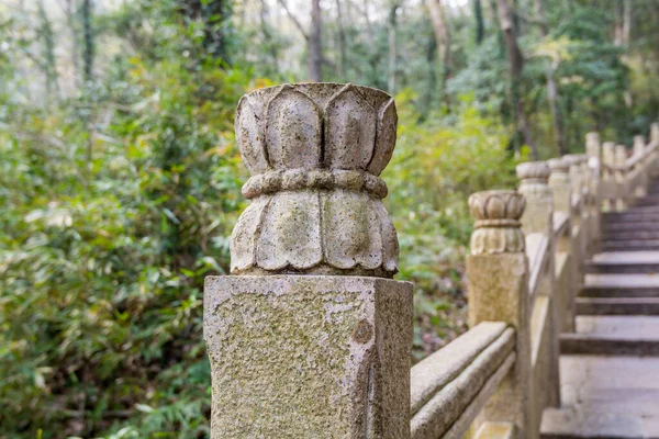Lótus Corrimão Pedra Nas Montanhas Putuoshan Ilhas Zhoushan Local Renome — Fotografia de Stock