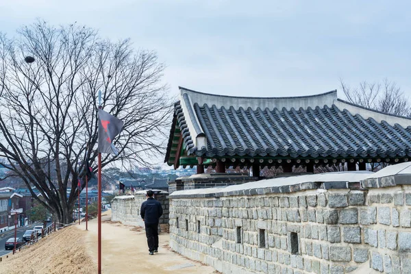 Mur Hwaseong Forteca Korea Tradycyjny Punkt Orientacyjny Mieście Suwon Korei — Zdjęcie stockowe