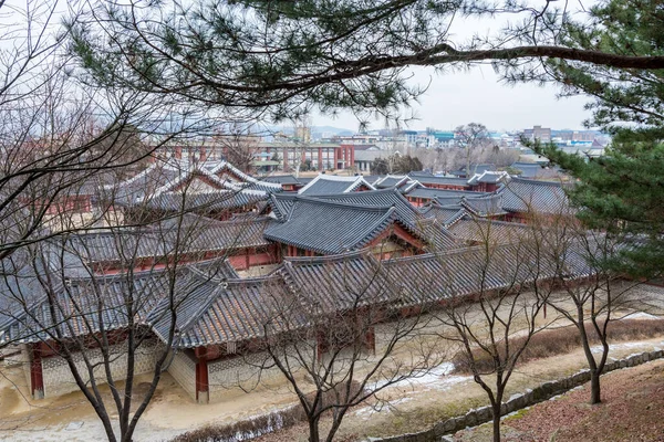 Aerial View Hwaseong Haenggung Palace Największy Nich Gdzie Król Rodzina — Zdjęcie stockowe