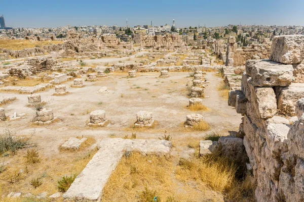 Ruinas Las Murallas Ciudadela Ammán Sitio Histórico Centro Ammán Jordania — Foto de Stock