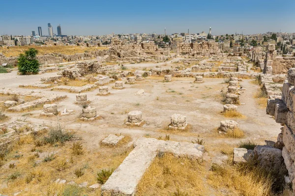 Ruinas Las Murallas Ciudadela Ammán Sitio Histórico Centro Ammán Jordania — Foto de Stock