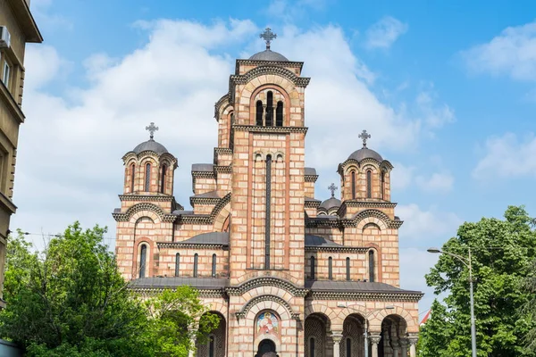 Budova Kostela Marka Nebo Kostela Marka Srbského Pravoslavného Kostela Bělehradě — Stock fotografie