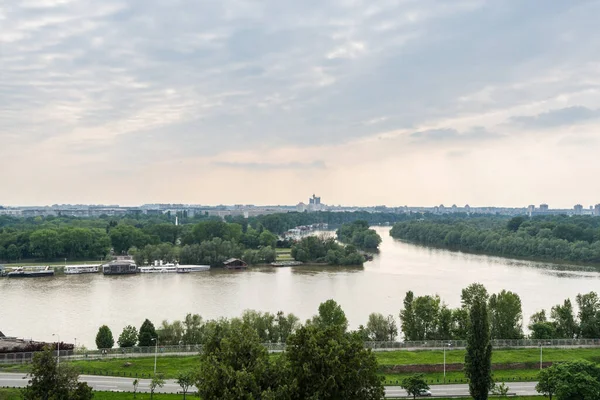 Вид Дунай Закатом Замка Калемегдан Белград Сербия — стоковое фото