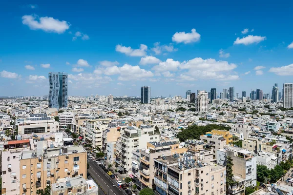 Aerial View Tel Aviv City Modern Skylines Luxury Hotels Blue — Stock Photo, Image