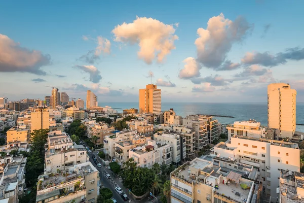 Vista Aérea Cidade Tel Aviv Com Modernos Skylines Hotéis Luxo — Fotografia de Stock