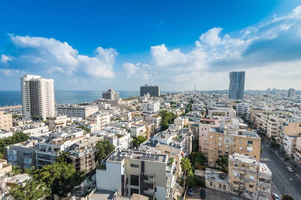 Vista Aérea Cidade Tel Aviv Com Modernos Skylines Hotéis Luxo — Fotografia de Stock