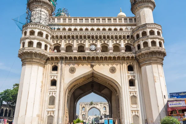 Charminar Four Minarets Renovation Which Monument Mosque Constructed 1591 — Stock Photo, Image