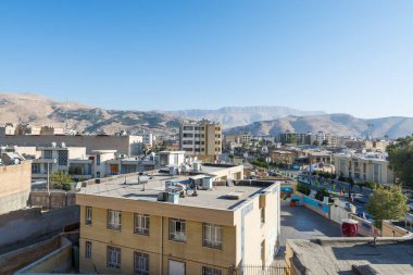 İran 'ın Shirazi şehrinin havadan görünüşü..