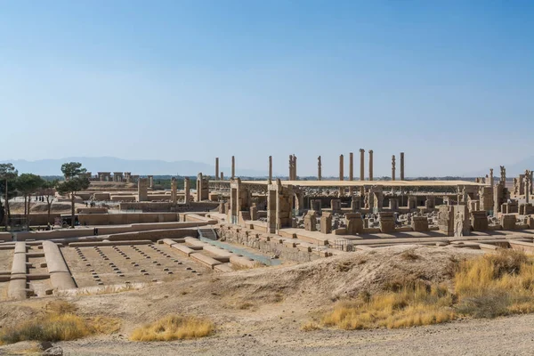 İran, Shiraz 'daki Persepolis' in hava görüntüsü. Achaemenid İmparatorluğu 'nun törensel başkenti. UNESCO Dünya Mirası