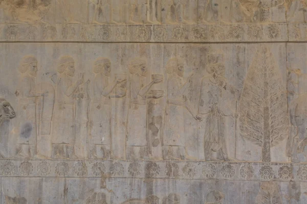 Bas Helpotus Seinään Rauniot Persepolis Shiraz Iran Akeemis Imperiumin Seremoniallinen — kuvapankkivalokuva
