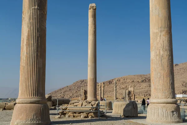 İran 'ın Şiraz kentindeki Persepolis' teki harabeler. Achaemenid İmparatorluğu 'nun törensel başkenti. UNESCO Dünya Mirası