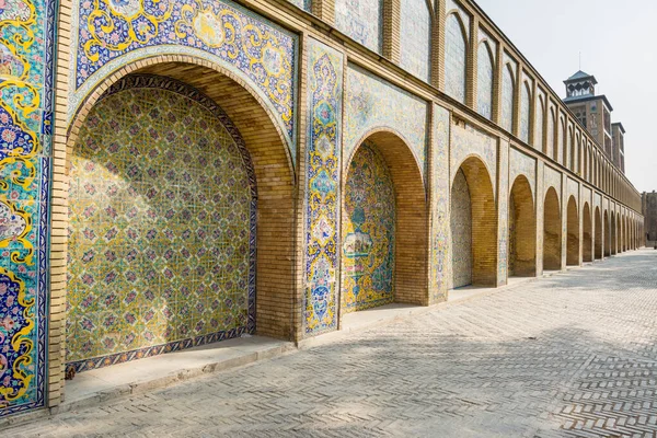 Vintage Färgglada Mosaik Keramiska Kakel Vägg Kungliga Golestan Palace Teheran — Stockfoto
