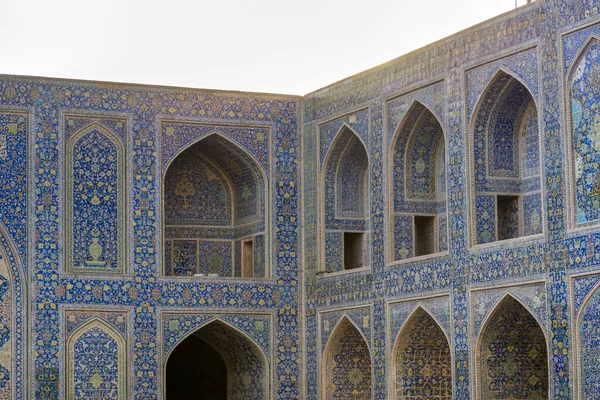 Arcos Edificios Históricos Con Azulejos Azules Persas Pared Mezquita Shah — Foto de Stock