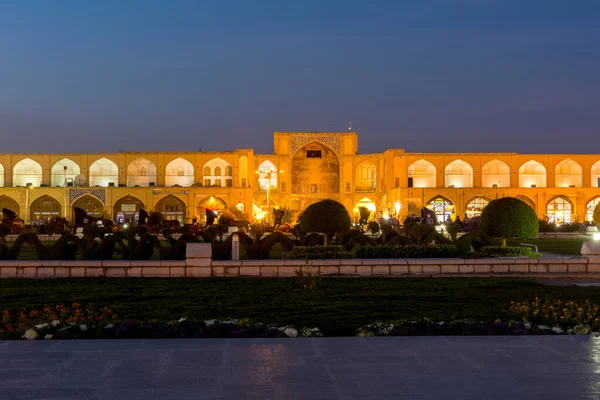 Vista Nocturna Plaza Naqsh Jahan Escuadra Imam Lado Norte Con — Foto de Stock