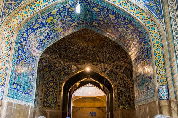 Arches Historic Buildings Persian Blue Tiles Wall Shah Mosque Położony — Zdjęcie stockowe