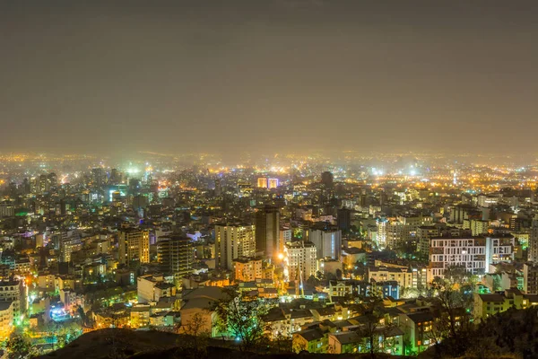 Teherán Éjszakai Városképe Színes Fényhatással — Stock Fotó