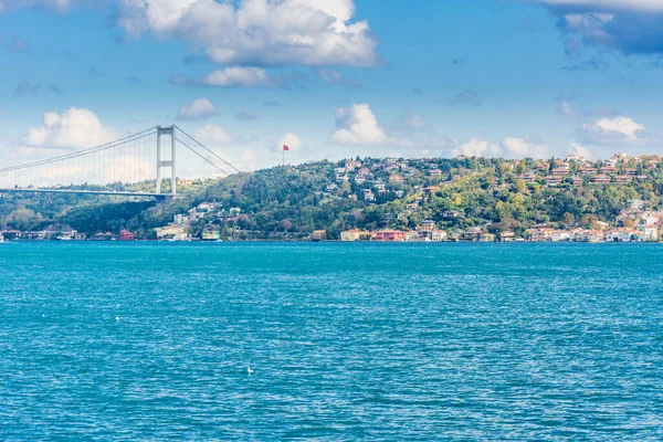 Ponte Fatih Sultan Mehmet Com Fundo Paisagem Urbana Estreito Bósforo — Fotografia de Stock