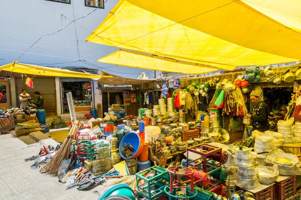 Tiendas Mercado Del Bazar Calle Leh City Ladakh Distrito Cachemira — Foto de Stock