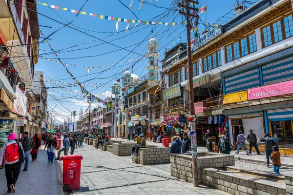 Vue Rue Bazar Principal Centre Ville Leh City Ladakh Jammu Photo De Stock