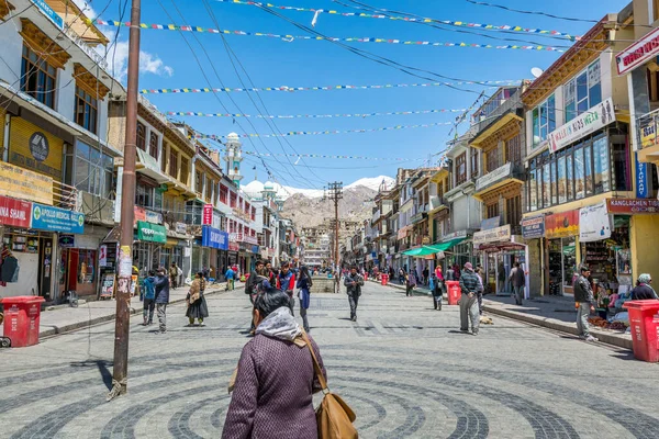 Leh Şehri Ladakh Jammu Kashmir Deki Ana Çarşı Manzarası Stok Resim