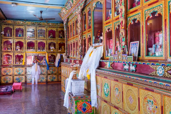 Interioare Dulap Colorat Clădirii Istorice Tradiționale Tibetane Din Thiksay Gompa — Fotografie, imagine de stoc