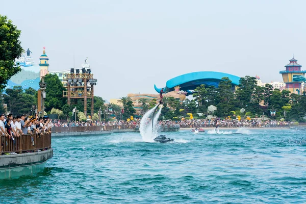 Espectáculo Agua Lago Chimelong Ocean Kingdom Zhuhai Guangdong China — Foto de Stock