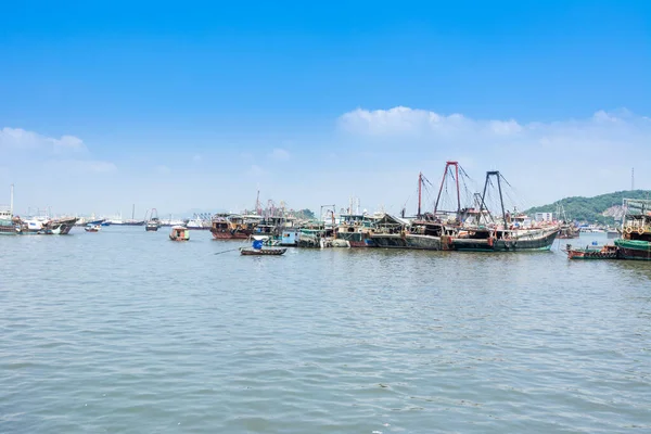 Estacionamiento Barcos Pesca Isla Hailing Del Puerto Yangjiang China — Foto de Stock