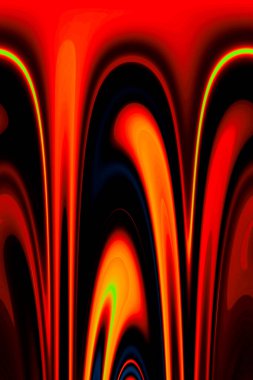 Kırmızı, turuncu, siyah ve neon çizgileri dinamik eğriler oluşturan parlak soyut çizgiler. Parlak girdaplar, enerjik fütüristik görünüş, arka planlar ve yaratıcı tasarım için ideal. 