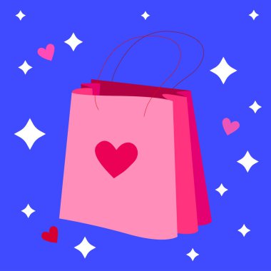 Kalp tasarımı ve saplı pembe kağıt çanta, butik alışverişi için perakende hediye sunumu, mevsimlik hediye alma, ambalaj