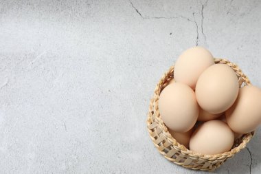 Beton zemine yerleştirilmiş tavuk yumurtaları..