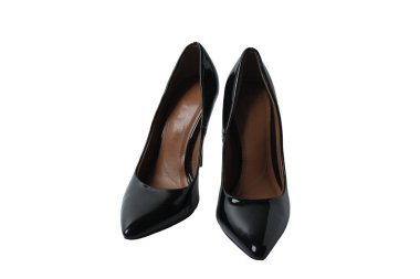 Beyaz arka planda yüksek topuklu ayakkabılar.