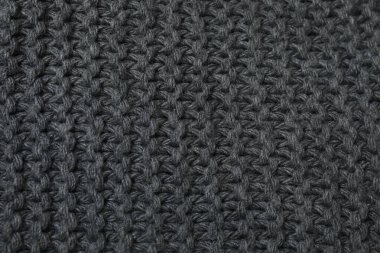 siyah örülmüş kumaş dokusu. doğal yün arkaplanının makro fotoğrafı.