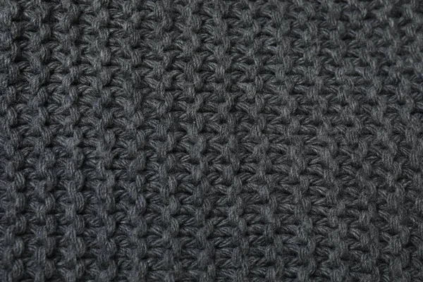 siyah örülmüş kumaş dokusu. doğal yün arkaplanının makro fotoğrafı.