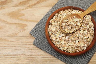 Organik yulaf ezmesi, vegan ürün konsepti..