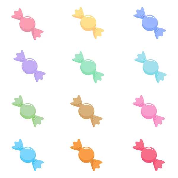 Çeşitli pastel renklerde 12 şekerden oluşan bir koleksiyon. Basit ve şirin tasarım, çocuk projeleri, doğum günü kartları, şablonlar ve şekerleme dükkanları için mükemmel. Yüksek kaliteli vektör grafikleri