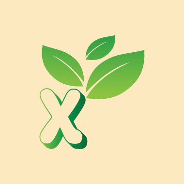 Sosyal medya projeleri için Yaprak alfabesi ve sayı illüstrasyonu, logo, simge tasarımı