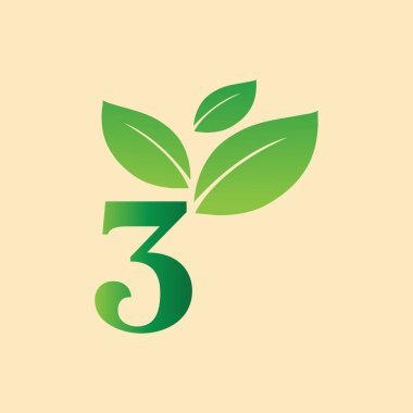 Sosyal medya projeleri için Yaprak alfabesi ve sayı illüstrasyonu, logo, simge tasarımı