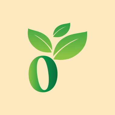 Sosyal medya projeleri için Yaprak alfabesi ve sayı illüstrasyonu, logo, simge tasarımı