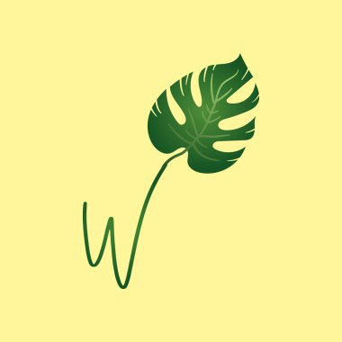 Sosyal medya projeleri için Yaprak alfabesi ve sayı illüstrasyonu, logo, simge tasarımı