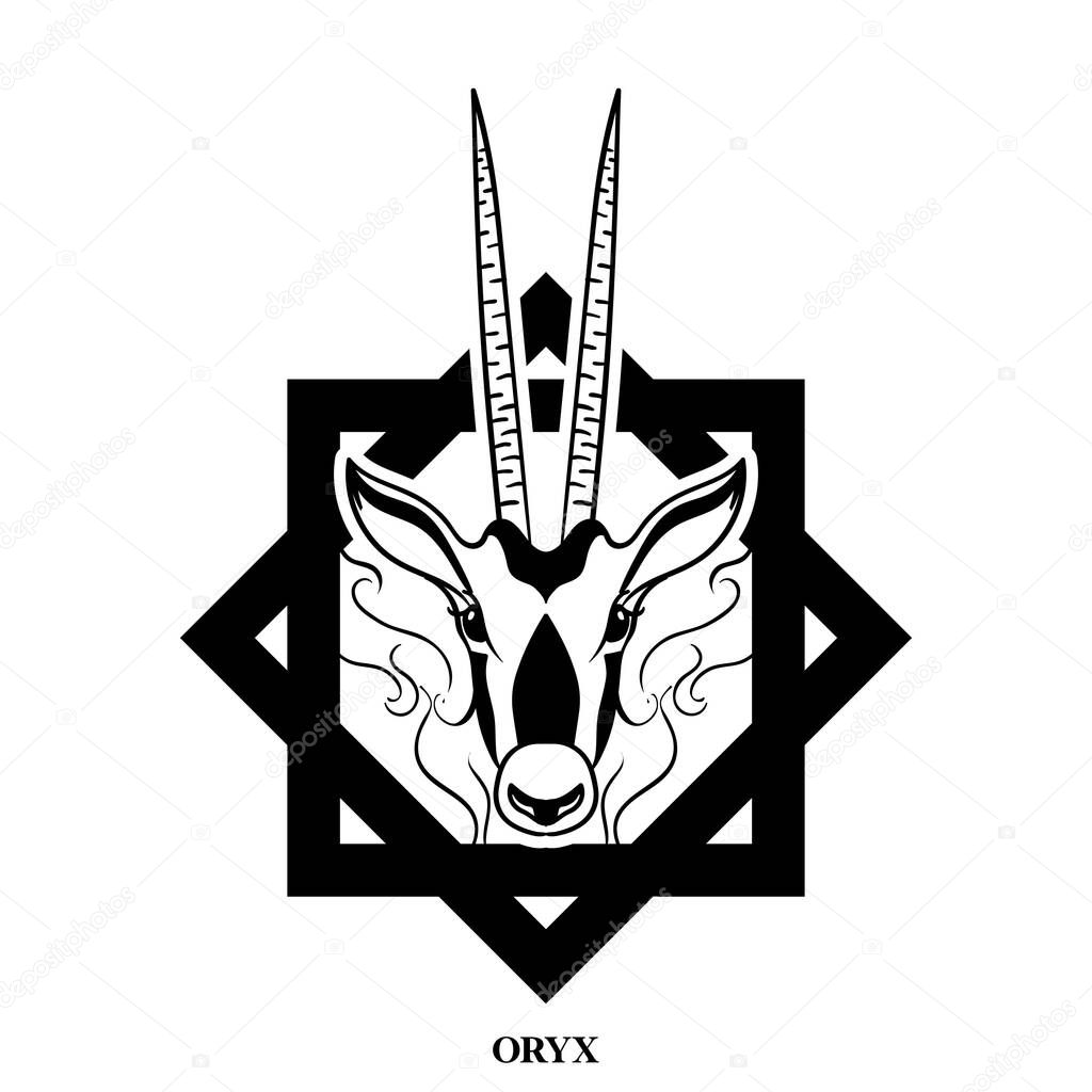 Oryx logo design with pattern background for social media template