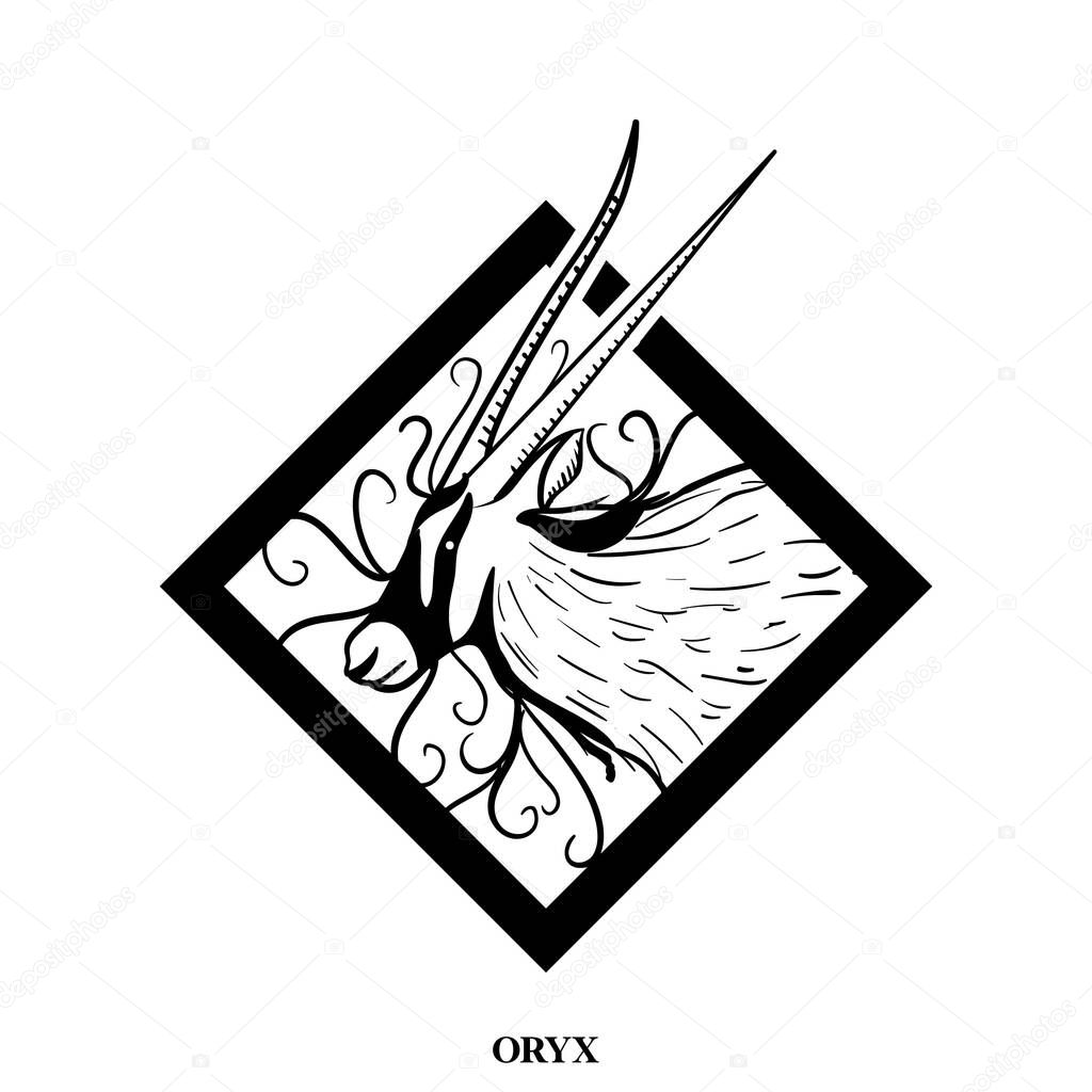 Oryx logo design with pattern background for social media template