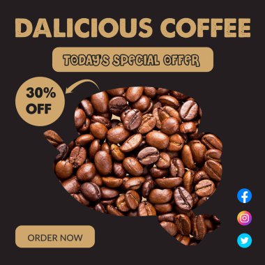 Sosyal medya paylaşımı için kafe şablonu tasarımı