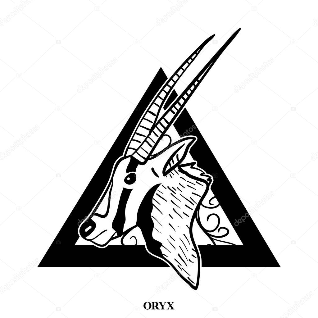 Oryx logo design with pattern background for social media template