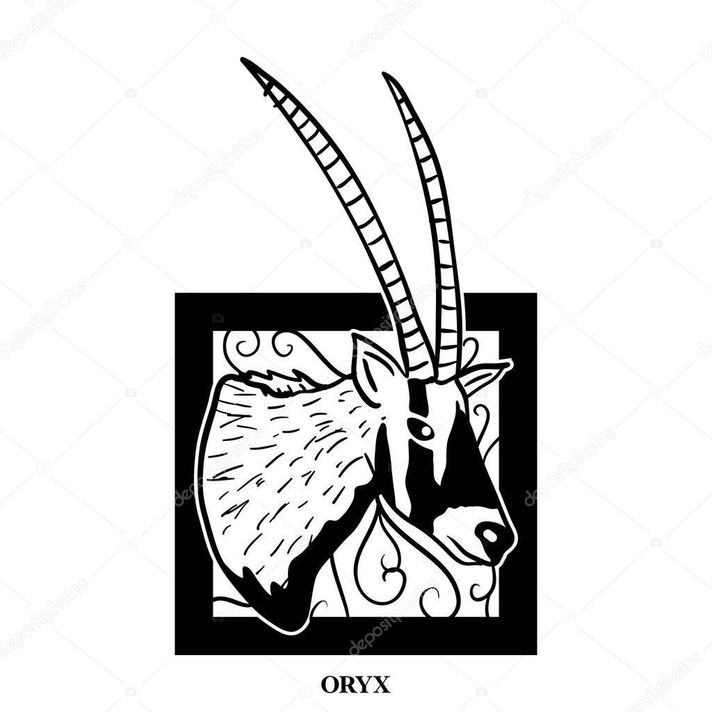 Oryx logo design with pattern background for social media template