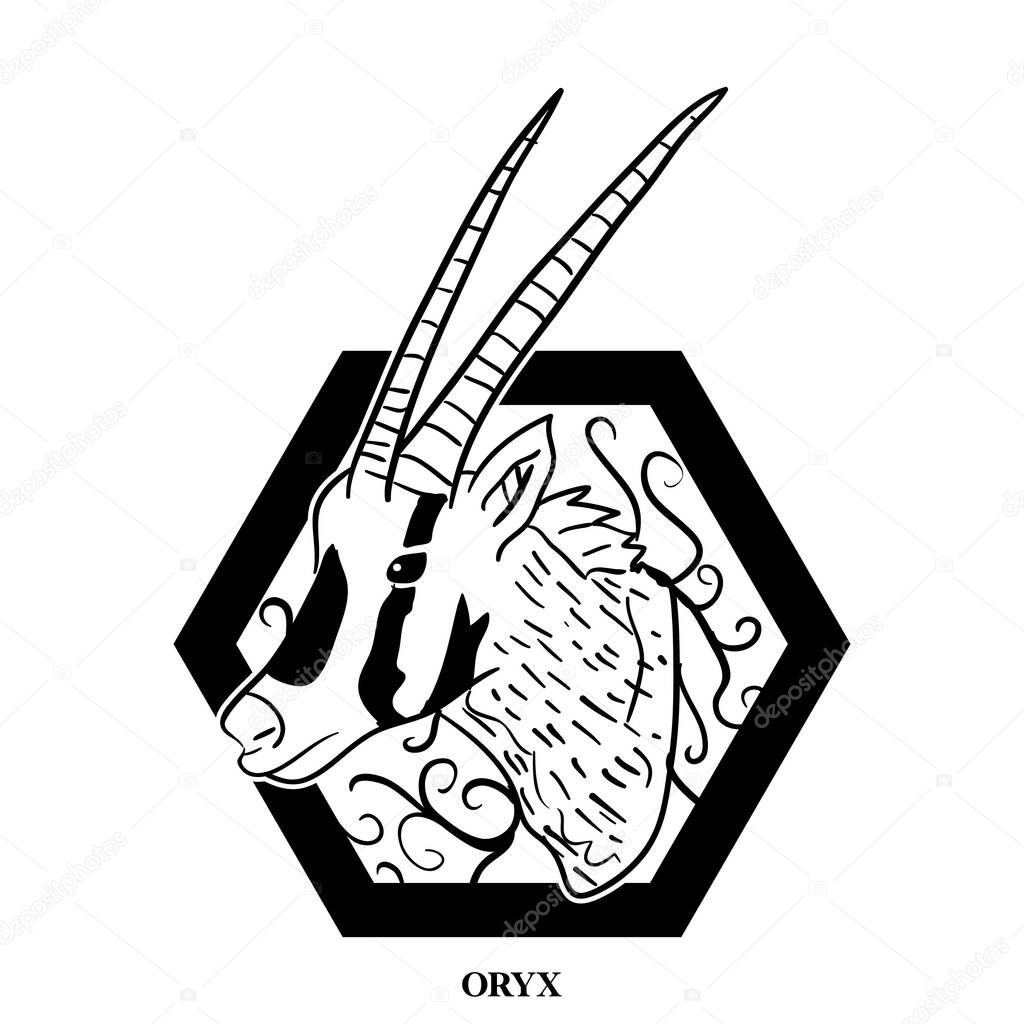 Oryx logo design with pattern background for social media template